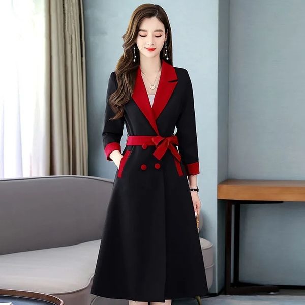 women's trench coat elegant long windbreaker korean fashion casual aline vneck double breasted with belt office lady overcoat 230331, Tan;black
women's trench coat elegant long windbreaker korean fashion casual aline vneck double breasted with belt office lady overcoat 230331, Tan;black