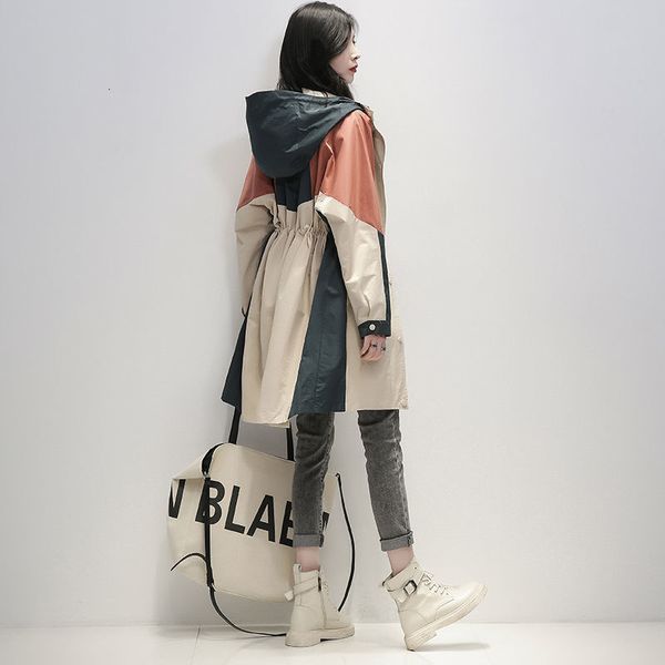 women's trench coats windbreaker womens middle long 2023 spring and autumn korean loose gabardina mujer casual color contrast hooded co, Tan;black
women's trench coats windbreaker womens middle long 2023 spring and autumn korean loose gabardina mujer casual color contrast hooded co, Tan;black