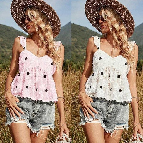 womens tanks spring summer polka dot loose fitting stitching tassel backless, White
womens tanks spring summer polka dot loose fitting stitching tassel backless, White