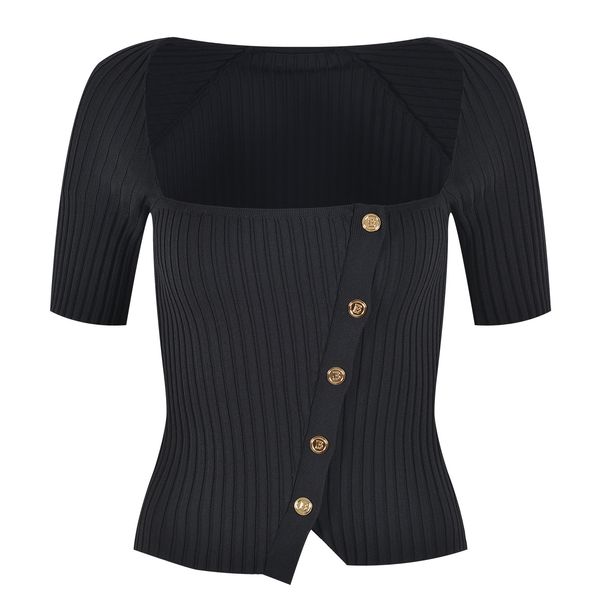 322 2023 spring brand same style sweater short sleeve black white squared neck cardigan fashion womens clothes womens yl7, White;black
322 2023 spring brand same style sweater short sleeve black white squared neck cardigan fashion womens clothes womens yl7, White;black