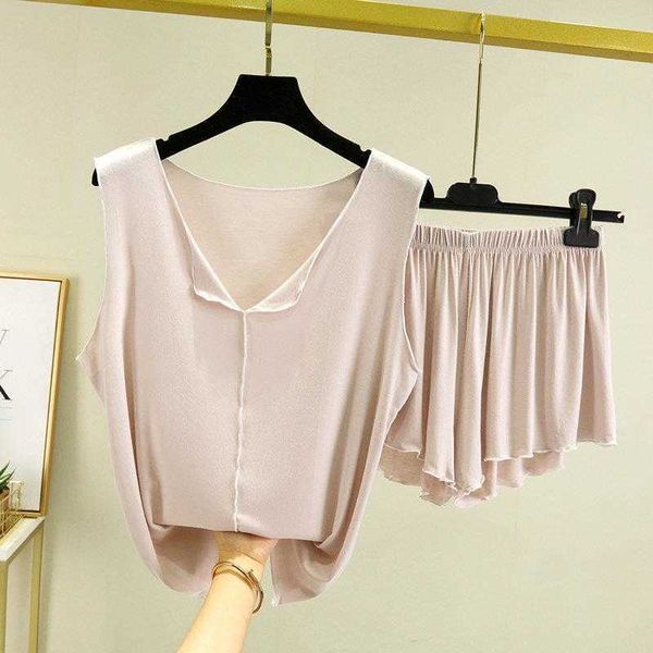 summer modal cotton vest shorts set - loose fit, v-neck, flying edge, large size womenswear .
summer modal cotton vest shorts set - loose fit, v-neck, flying edge, large size womenswear .