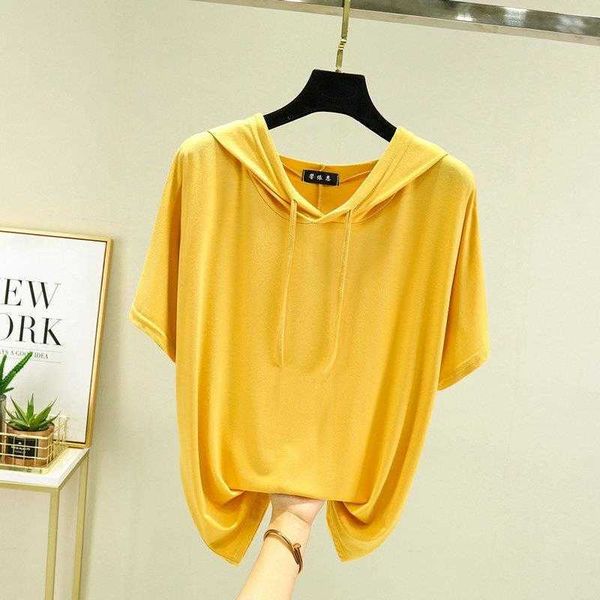 thin modal hooded short sleeve t shirt womens summer loose large size western, White
thin modal hooded short sleeve t shirt womens summer loose large size western, White