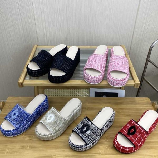 35-41 sizes women tweed slipper leather logo sandals wedges platform chan mules slides el slider slip on high heels flats fashion beach flip, Black
35-41 sizes women tweed slipper leather logo sandals wedges platform chan mules slides el slider slip on high heels flats fashion beach flip, Black