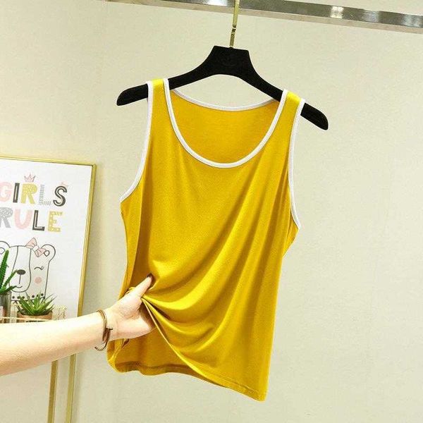 modal covered camisole womens spring and summer outer wear large size loose, White 
modal covered camisole womens spring and summer outer wear large size loose, White