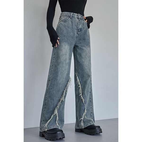 women's jean blue tassels s high waist vintage american fashion street wide leg female denim trouser straight baggy pant 230331
women's jean blue tassels s high waist vintage american fashion street wide leg female denim trouser straight baggy pant 230331