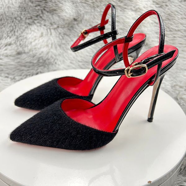 hairy black flock red soles heels shoes women pointy toe backless high heel shoes ankle strap elegant ladies stiletto pumps luxury red botto
hairy black flock red soles heels shoes women pointy toe backless high heel shoes ankle strap elegant ladies stiletto pumps luxury red botto