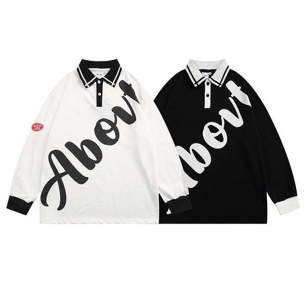fall american letter print long sleeve polo shirt men's and women's loose fashion street lazy sweater, Black;white
fall american letter print long sleeve polo shirt men's and women's loose fashion street lazy sweater, Black;white