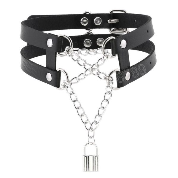 multilayer leather choker chain necklace for women men vintage lock pendant necklace torques jewelry, Golden;silver
multilayer leather choker chain necklace for women men vintage lock pendant necklace torques jewelry, Golden;silver
