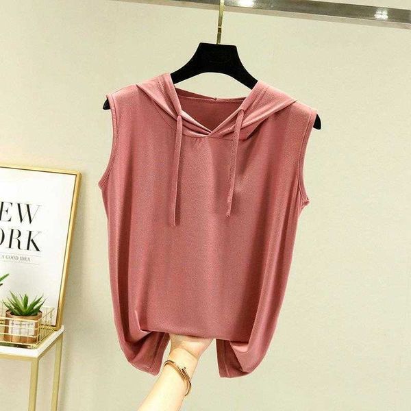 modal vest womens summer thin blouses outer wear sleeveless hooded t shirt loose, White
modal vest womens summer thin blouses outer wear sleeveless hooded t shirt loose, White