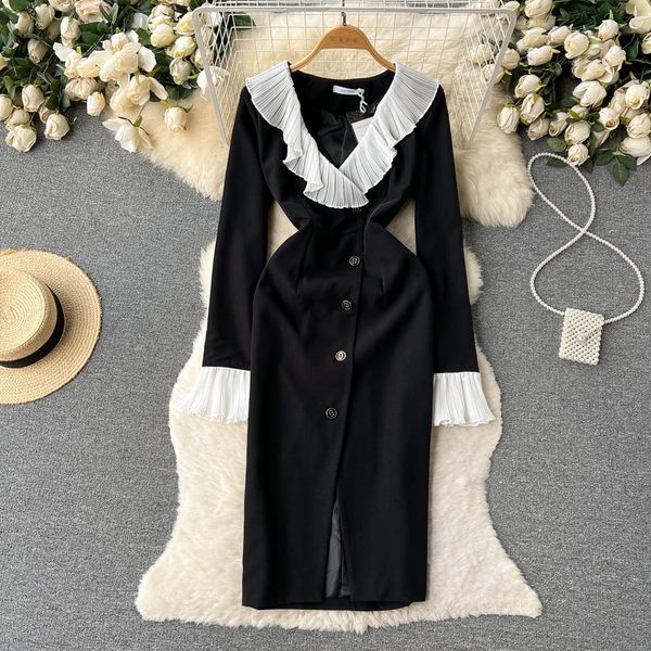new casual dresses vintage spring autumn solid slim full button lady dress a line v neck chiffon pullover mid-calf women dresses2023, Black;gray
new casual dresses vintage spring autumn solid slim full button lady dress a line v neck chiffon pullover mid-calf women dresses2023, Black;gray