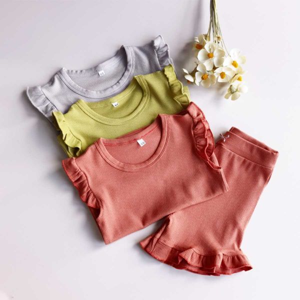 summer girls clothes sets 2pcs fly sleeve t-shirts ruffle shorts toddler girl clothes suits sleepwear solid kids clothing p230331, White
summer girls clothes sets 2pcs fly sleeve t-shirts ruffle shorts toddler girl clothes suits sleepwear solid kids clothing p230331, White