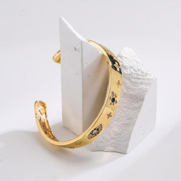 designer bracelet bangle mafisar design european and american fashion copper zircon opening cuff adjustable jewelry for women girls gift ic0, Black
designer bracelet bangle mafisar design european and american fashion copper zircon opening cuff adjustable jewelry for women girls gift ic0, Black