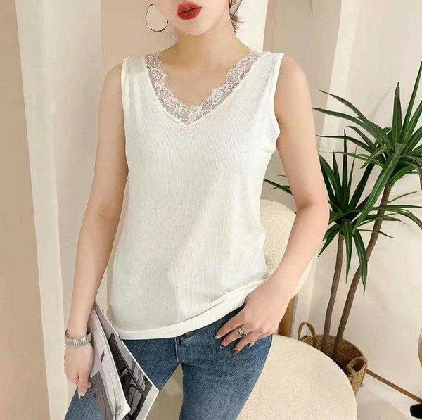summer threaded cotton v neck tank lace vest womens all match solid color slim fit, White
summer threaded cotton v neck tank lace vest womens all match solid color slim fit, White