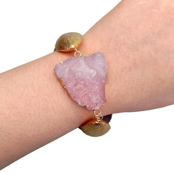 designer bracelet strand y.ying natural pink rose quartz rough bracelet gemstone gold plated brushed raw female m24k, Black
designer bracelet strand y.ying natural pink rose quartz rough bracelet gemstone gold plated brushed raw female m24k, Black