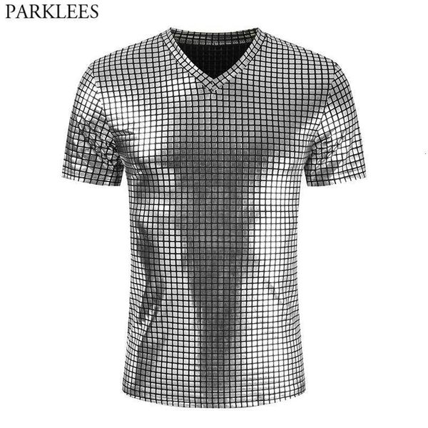 men's tshirts silver plaid metallic nightclub wear tshirt 2023 stage prom tshirts slim fit v neck tee shirt homme 230331, White;black
men's tshirts silver plaid metallic nightclub wear tshirt 2023 stage prom tshirts slim fit v neck tee shirt homme 230331, White;black