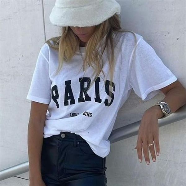 women's tshirt paris letter print washed tshirt summer round neck loose tees basic fashion casual cotton streetwear femme 230330, White
women's tshirt paris letter print washed tshirt summer round neck loose tees basic fashion casual cotton streetwear femme 230330, White
