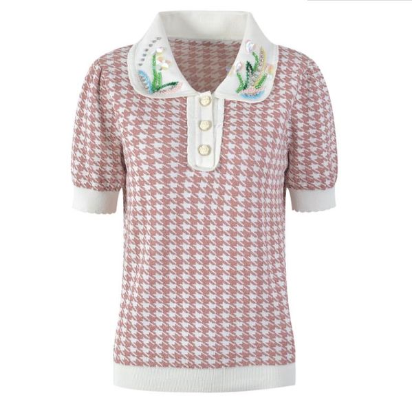 323 2023 spring brand same style sweater short sleeve green pink lapel neck beads pullover fashion womens clothes womens yl, White;black
323 2023 spring brand same style sweater short sleeve green pink lapel neck beads pullover fashion womens clothes womens yl, White;black