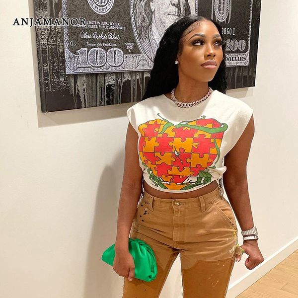 women's t-shirt anjamanor graffiti love printed graphic t shirts for women streetwear summer crop round neck sleeveless tees d85-bz15, White
women's t-shirt anjamanor graffiti love printed graphic t shirts for women streetwear summer crop round neck sleeveless tees d85-bz15, White