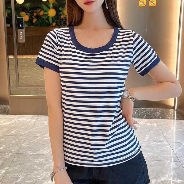 summer stripes t shirt womens modal short sleeved base loose large size plus sized, White
summer stripes t shirt womens modal short sleeved base loose large size plus sized, White