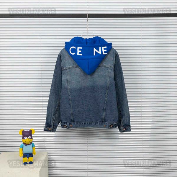 Image of Designer Luxury Celins Classic Hoodie Jacket Top Autumn And Winter Mens And Womens Casual Denim Hooded Coat