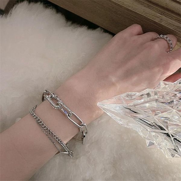 designer bracelet bangle aomu retro simple silver color titanium steel double hollow lock chain sweet romantic trendy personality thin brace, Black
designer bracelet bangle aomu retro simple silver color titanium steel double hollow lock chain sweet romantic trendy personality thin brace, Black