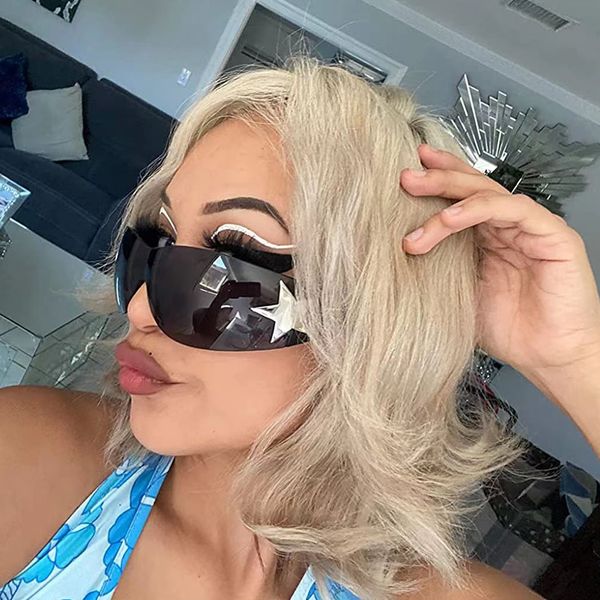 designer sunglasses mens sunglasses europe and the united states new y2k millennial babes sunglasses integrated aviator sunglasses pentagram, White;black
designer sunglasses mens sunglasses europe and the united states new y2k millennial babes sunglasses integrated aviator sunglasses pentagram, White;black