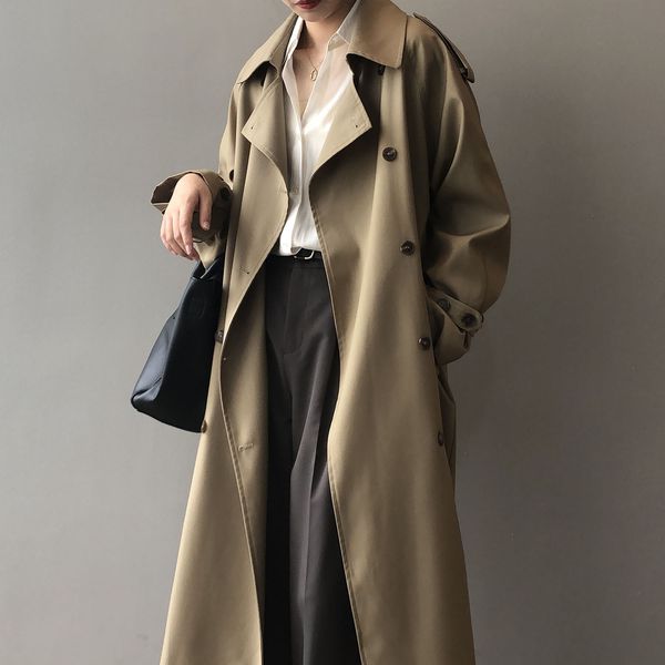women's leather faux long windbreaker women's spring korean version of the temperament loose waist and thin casual coat women 2303, Black
women's leather faux long windbreaker women's spring korean version of the temperament loose waist and thin casual coat women 2303, Black