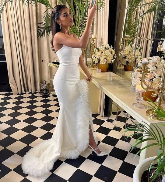 2023 ivory mermaid prom dresses women wear for prom party ruffles tulle side slit long sweep evening formal gowns, Black
2023 ivory mermaid prom dresses women wear for prom party ruffles tulle side slit long sweep evening formal gowns, Black