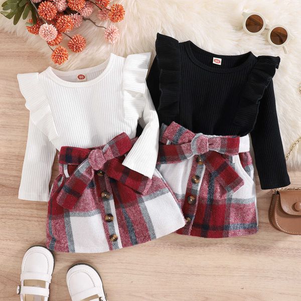 focusnorm 0-4y autumn fashion little girls 2pcs clothes sets ruffles long sleeve ribbed withplaid a-line skirt with belt p230331, White
focusnorm 0-4y autumn fashion little girls 2pcs clothes sets ruffles long sleeve ribbed withplaid a-line skirt with belt p230331, White