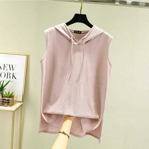 loose hooded vest womens blouses summer thin sleeveless t shirt inner wear slit on, White
loose hooded vest womens blouses summer thin sleeveless t shirt inner wear slit on, White