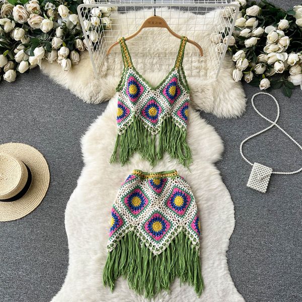 2023 summer national style suspender two-piece dress bohemian style super fairy tassel vest wrap hip skirt, White
2023 summer national style suspender two-piece dress bohemian style super fairy tassel vest wrap hip skirt, White