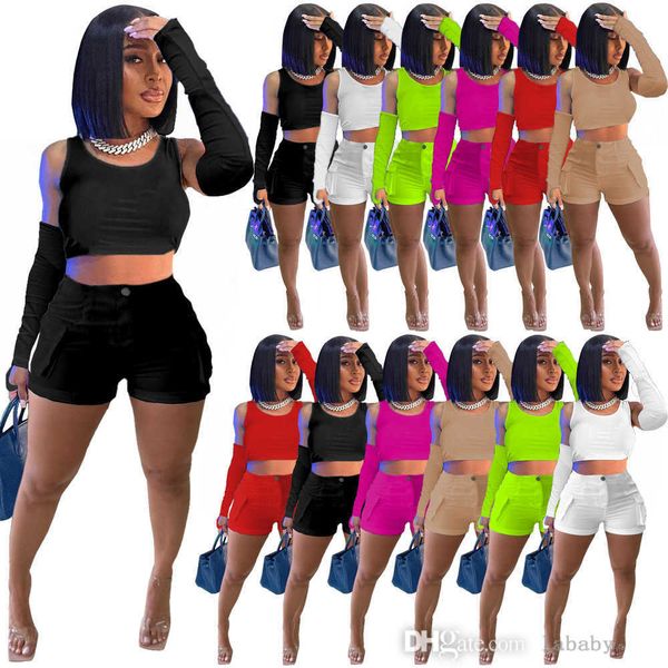 summer womens tracksuits designer 2023 fashion clothing sweatsuits solid color with oversleeve tank pocket sportswear casual three piece su, Gray
summer womens tracksuits designer 2023 fashion clothing sweatsuits solid color with oversleeve tank pocket sportswear casual three piece su, Gray