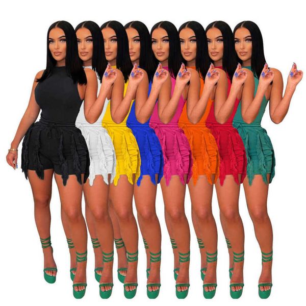 2023 women tracksuits sport suits new spring summer solid color black short sleeve mini shorts suit fashion tassel lace jumpsuit, Gray
2023 women tracksuits sport suits new spring summer solid color black short sleeve mini shorts suit fashion tassel lace jumpsuit, Gray