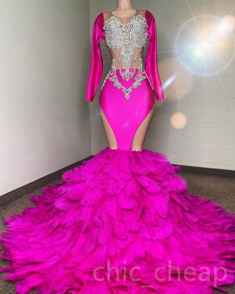 2023 arabic aso ebi fuchsia mermaid prom dress beaded crystals feather evening formal party second reception birthday engagement gowns dress, Black
2023 arabic aso ebi fuchsia mermaid prom dress beaded crystals feather evening formal party second reception birthday engagement gowns dress, Black