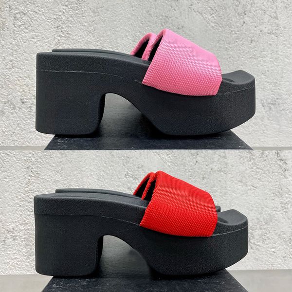 

fashion slippers wang aw chunky platform slide sandals in nylon womens designer slides pink red black beach slipper luxurys summer sandal wo