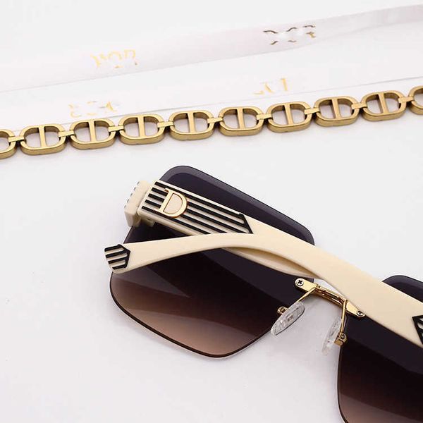 new d-letter fashion women's versatile sunglasses metal frameless cut edge elegant sunglasses, White;black
new d-letter fashion women's versatile sunglasses metal frameless cut edge elegant sunglasses, White;black
