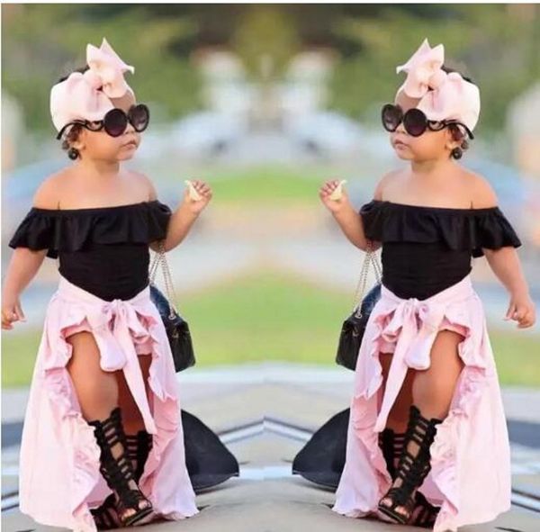 4pcs girls clothing sets summer kids baby girls off shoulder t-shirt shorts skirt headband outfits set, White
4pcs girls clothing sets summer kids baby girls off shoulder t-shirt shorts skirt headband outfits set, White