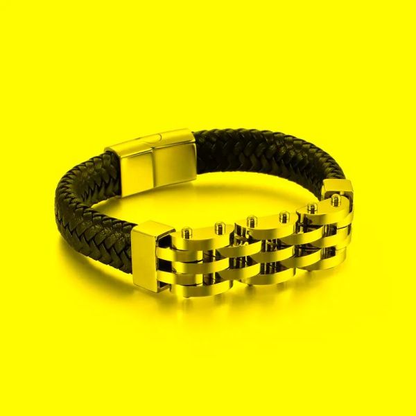 designer bracelet chain jewelry stainless steel magnet buckle braided black leather multi layer gearwheel men punk 12mm link
designer bracelet chain jewelry stainless steel magnet buckle braided black leather multi layer gearwheel men punk 12mm link