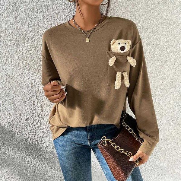 womens clothes blouses autumn and winter leisure round neck bear long sleeve t, White
womens clothes blouses autumn and winter leisure round neck bear long sleeve t, White
