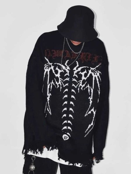 houzhou gothic streetwear knitted sweater women oversize hippie letter bat skeleton print pullover harajuku autumn winter couple p230331, Black
houzhou gothic streetwear knitted sweater women oversize hippie letter bat skeleton print pullover harajuku autumn winter couple p230331, Black