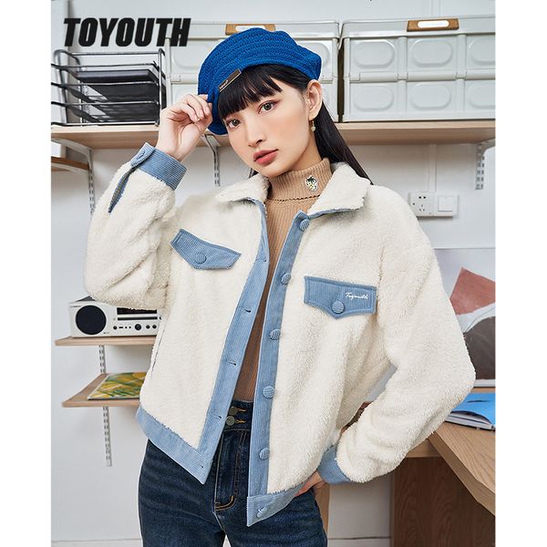 women's leather faux toyouth women fleece coat winter long sleeve lapel loose short jacket splice corduroy warm casual sweatshirt 2303, Black
women's leather faux toyouth women fleece coat winter long sleeve lapel loose short jacket splice corduroy warm casual sweatshirt 2303, Black