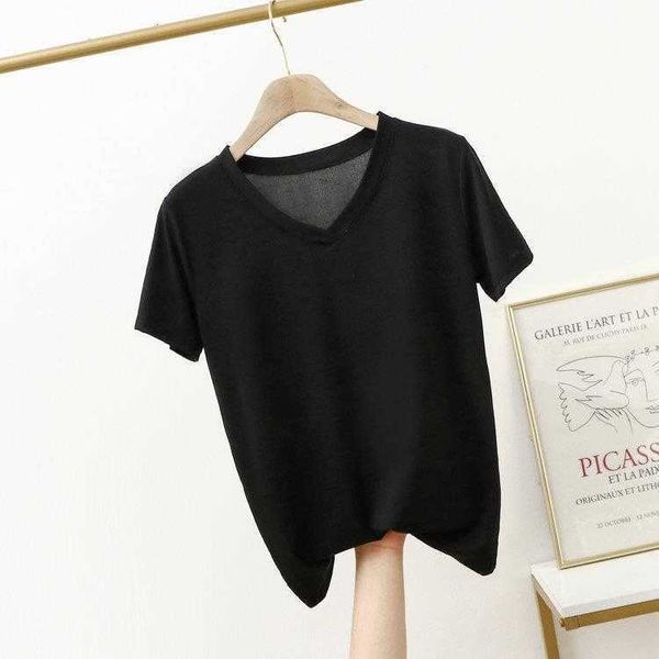 summer v neck thread blouses mask short sleeve t shirt womens loose slimming thin, White
summer v neck thread blouses mask short sleeve t shirt womens loose slimming thin, White