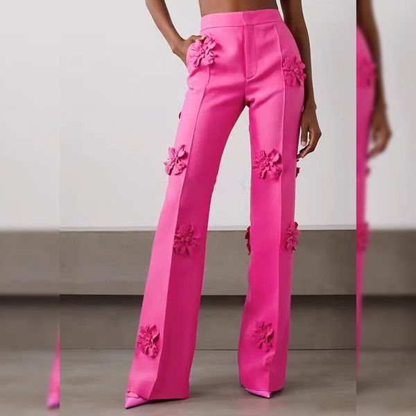 women flowers appliques suit pants high street designer fashion micro flare trousers, White;black
women flowers appliques suit pants high street designer fashion micro flare trousers, White;black
