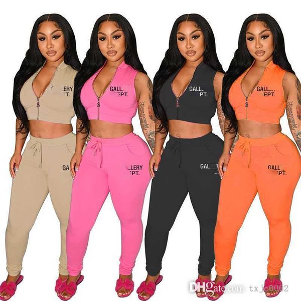 summer women 2pc pant suit fashion letter printed sleeveless zipper crop slim tracksuit two piece outfits, White
summer women 2pc pant suit fashion letter printed sleeveless zipper crop slim tracksuit two piece outfits, White