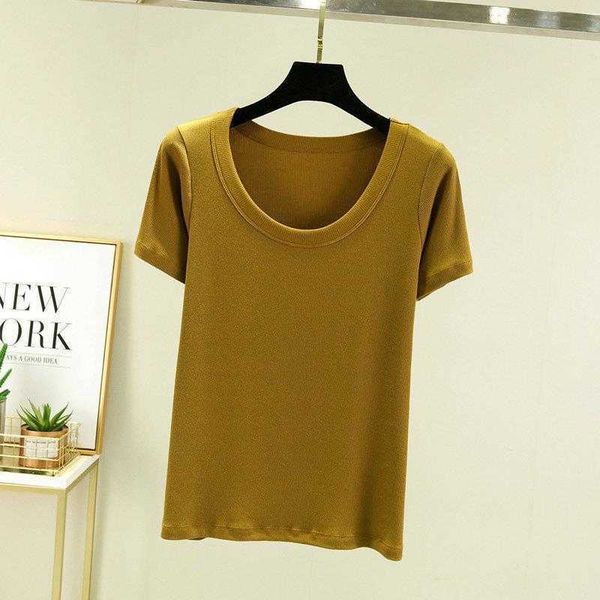 womens short sleeved summer thin shirts u neck t shirt loose inner wear slimming, White
womens short sleeved summer thin shirts u neck t shirt loose inner wear slimming, White