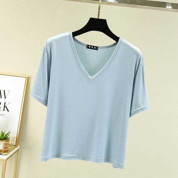 modal short sleeved t shirt for women summer large size v neck base blouse loose, White
modal short sleeved t shirt for women summer large size v neck base blouse loose, White