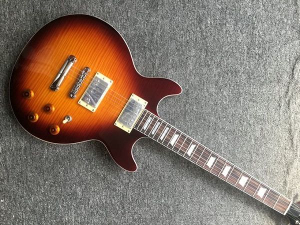 double cutway with humbacker pickups with flamed maple transparent sunburst color electric guitar,customized
double cutway with humbacker pickups with flamed maple transparent sunburst color electric guitar,customized