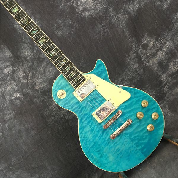 2023 classic lp electric guitar guitar abalone color inlaid, blue quilted maple top
2023 classic lp electric guitar guitar abalone color inlaid, blue quilted maple top