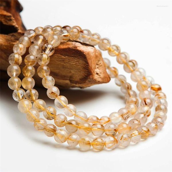 designer bracelet strand 6mm natural rutilated quartz bracelet three laps stretch crystal round bead woman lady, Black
designer bracelet strand 6mm natural rutilated quartz bracelet three laps stretch crystal round bead woman lady, Black