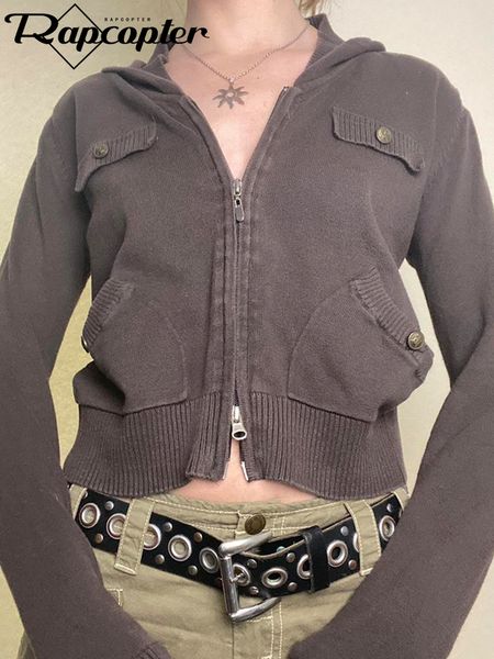 women's leather faux rapcopter y2k zipper knitted hoodies retro pocket jumper coat women button korean cargo jackets full sleeve haraju, Black
women's leather faux rapcopter y2k zipper knitted hoodies retro pocket jumper coat women button korean cargo jackets full sleeve haraju, Black